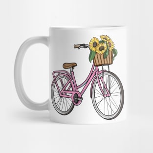 Women's bike with Basket Flowers Mug